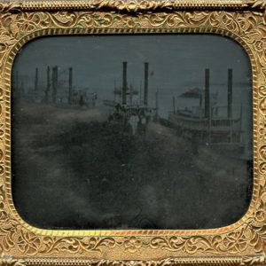 Pair of Extremely Rare Sixth Plate Tintypes of Eads City-Class Ironclads and Identified Steamboats