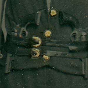 Sixth Plate Ambrotype of Triple Armed Confederate Soldier