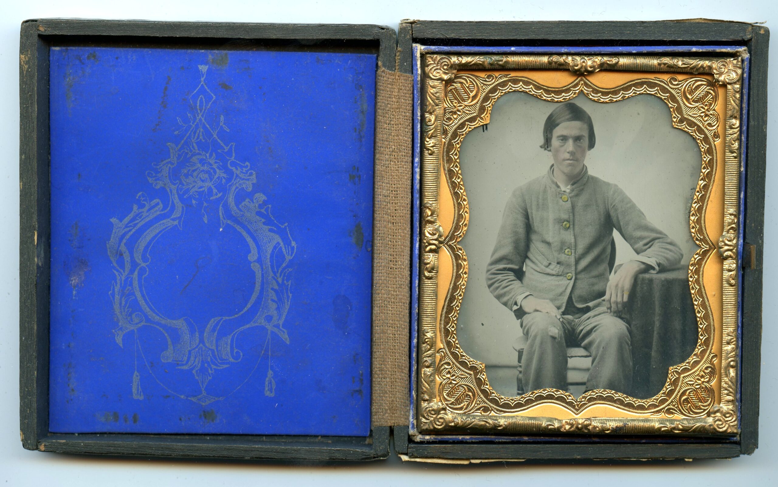 Confederate with Four-Button Jacket and Homemade Case